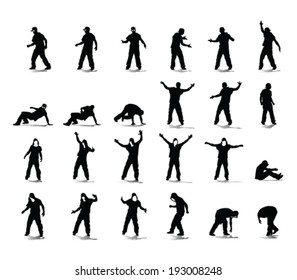 hip hop dancer vector silhouettes