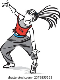 hip hop dancer woman pretty lady active lifestyle vector illustration