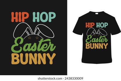 Hip Hop Easter Bunny T-shirt, vector illustration, graphic template, print on demand, typography, vintage, eps 10, textile fabrics, retro style,  element, apparel, easter day t shirt design, tee