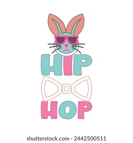 Hip Hop Easter Bunny Typography T-Shirt Design 
