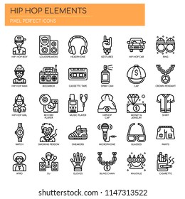 Hip Hop Elements , Thin Line and Pixel Perfect Icons