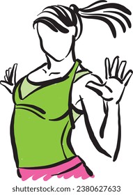 hip hop fitness dancer 6 pretty woman active lifestyle vector illustration