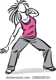 hip hop fitness dancer 7 pretty woman active lifestyle vector illustration