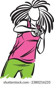 hip hop fitness dancer pretty woman active lifestyle vector illustration