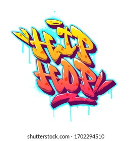 Hip Hop font in old school graffiti style. Vector illustration.