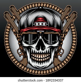 Hip Hop Gangsta Skull. Premium Vector