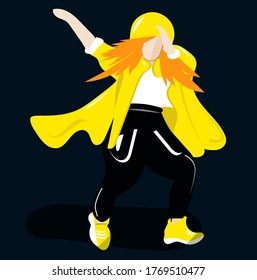 Hip Hop Girl Dabbing Flat Illustration