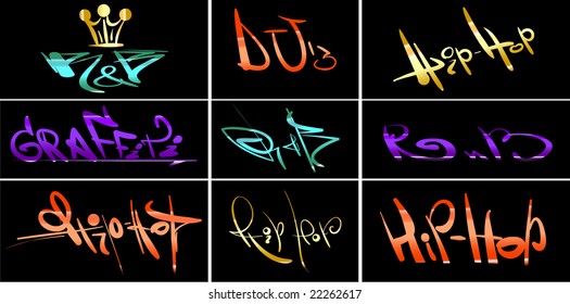 hip hop graffiti vector tags