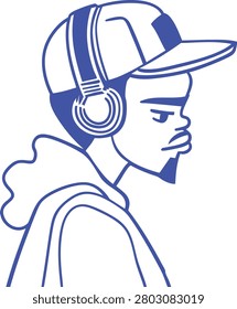 Hip hop guy profile doodle illustration