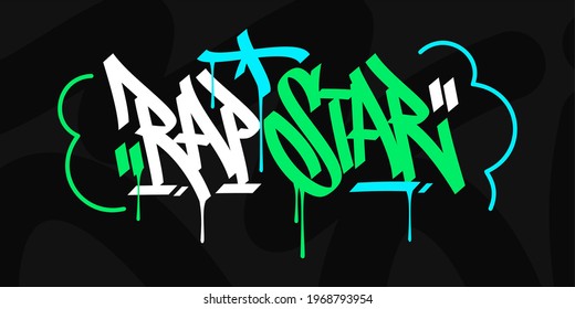 Hip Hop Hand Escrito Graffiti Urbano Palabras Rap Star Vector Ilustración Caligrafía Arte