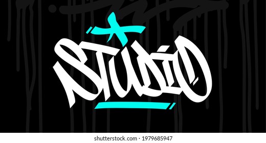 Hip Hop mano Graffiti Urbano Escrito Estilo Word Studio Vector Ilustración Caligrafía Arte