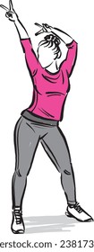 hip hop happy dancer pretty woman active lifestyle vector illustration