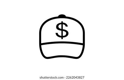 Hip hop hat,music Genre vector illustration icon outline style black and white background eps 8