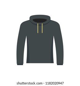 Hip hop hoodie icon. Flat illustration of hip hop hoodie vector icon for web design