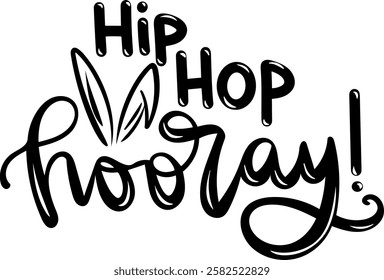 hip hop hooray happy easter black vector graphic design and cut file