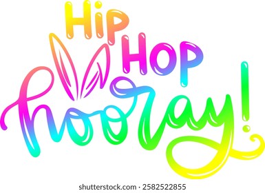 hip hop hooray happy easter rainbow colorful bright vibrant vector graphic design and cut file