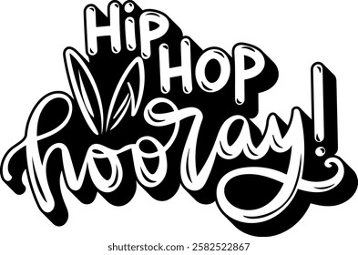 hip hop hooray happy easter black vector graphic design and cut file