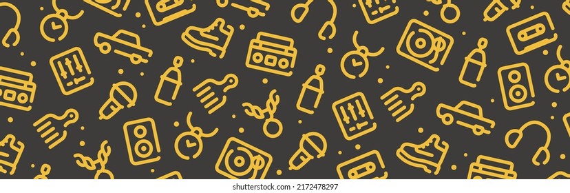 Hip hop icon pattern background wide banner