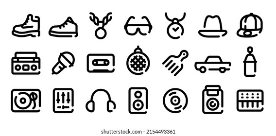 Hip Hop icon set (Soft bold line version)