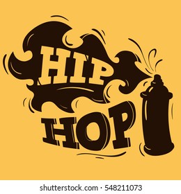 Diseño De Etiqueta De Hip Hop Con Una Silueta De Globo. Gráfico vectorial.