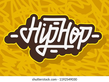 Hip Hop  Label Lettering Type Design. Vector Image.