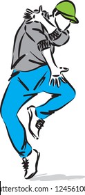 HIP HOP MAN DANCER VECTOR ILLUSTRATION