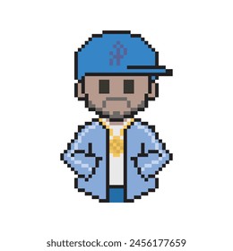 hip hop man pixel art