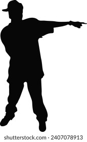 Hip Hop Man Silhouette. Vector Illustration.