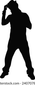 Hip Hop Man Silhouette. Vector Illustration.