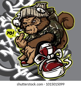 hip hop monkey graffiti character