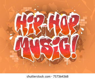 Ilustración de la fiesta del hip hop en estilo graffiti, logo con letras, vector.Tipografía para afiches, pantalones o pegatinas