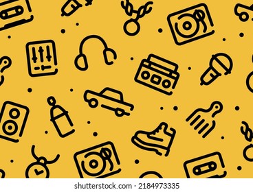 Hip hop pattern background for graphic design.A-size horizontal.