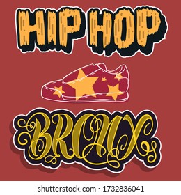 Hip Hop Rap Music Hand Lettering Graffiti Style Vector Illustrations Designs.