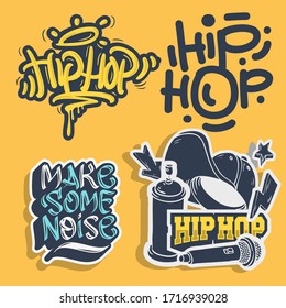 Hip Hop Rap Music Related Vector Illustrations Designs.