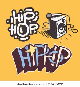 Diseños de ilustraciones vectoriales relacionadas con el rap de Hip Hop.