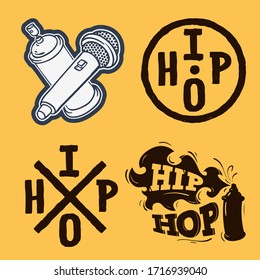 Hip Hop Rap Music Related Vector Illustrations Designs.