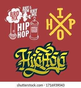 Hip Hop Rap Music Related Vector Illustrations Designs.