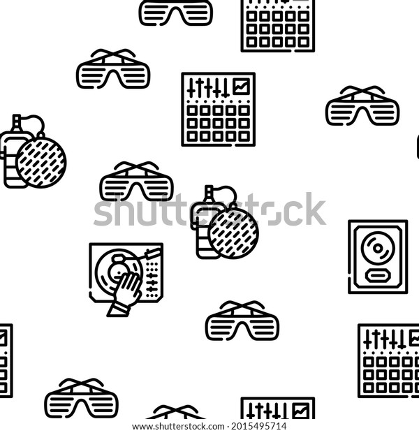Hip Hop And Rap Music Vector Seamless\
Pattern Thin Line\
Illustration
