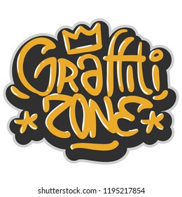 Hip Hop Related Tag Graffiti Influenced Label Sign Logo  Lettering for t shirt or sticker on a white background. Vector Image.