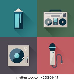 Hip Hop set in a flat design