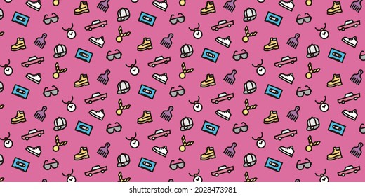 Hip hop simple icon pattern background for website or wrapping paper(Pink Version)