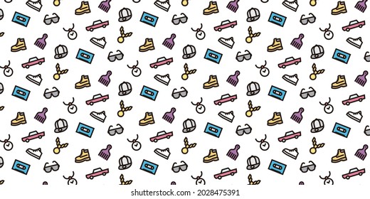 Hip hop simple icon pattern background for website or wrapping paper(Color Version)