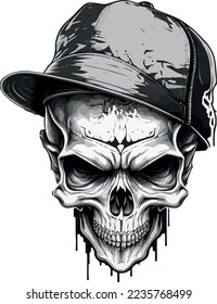 A hip hop skull with a hat