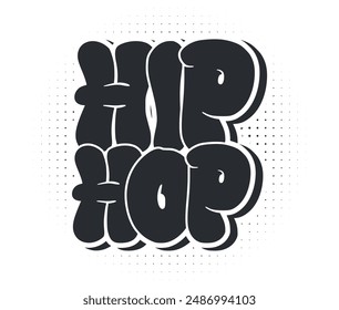 Hip Hop text lettering graffiti typography art design vector illustration ready for print on t-shirt, apparel, poster and other use.