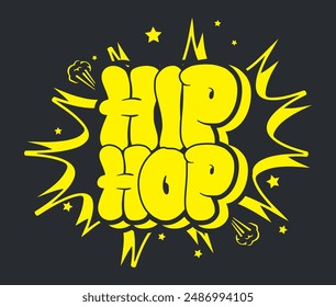 Hip Hop text lettering graffiti typography art design vector illustration ready for print on t-shirt, apparel, poster and other use.