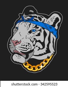 Hip hop tiger. Vector illustration