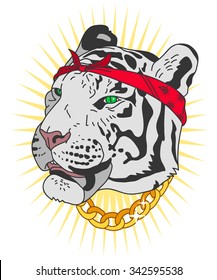 Hip hop tiger. Vector illustration