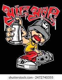 Hip Hop Vintage Parody Cartoon Illustration