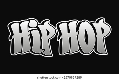 Hip Hop word trippy psychedelic graffiti style letters. Vector hand drawn doodle cartoon logo Hip Hop illustration. Funny cool trippy letters, fashion, graffiti style print t-shirt, poster concept