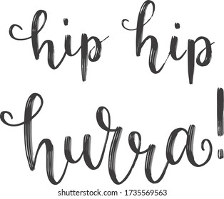 "Hip hip hurra!" hand drawn vector lettering in German, in English means "Hip hip hooray!". Hand lettering isolated on white. Modern calligraphy vector art 